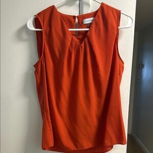 Calvin Klein Orange Sleeveless Fitted Blouse